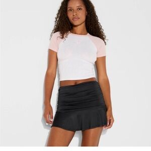 NWT WOMENS RUCHED KNIT MINI A-LINE SKORT IN SIZE BLACK XL